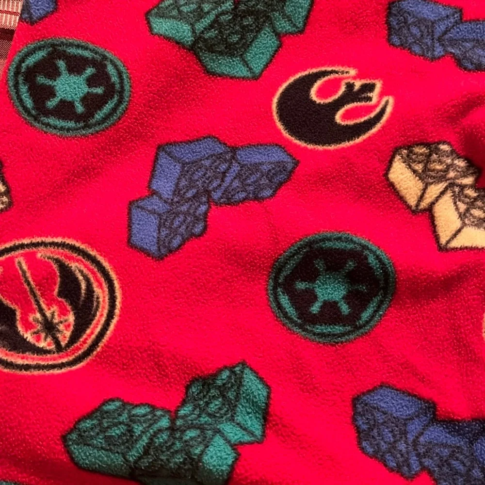 Lego Star Wars L 12 red blue yellow green fleece pajama bottoms pants boys girls